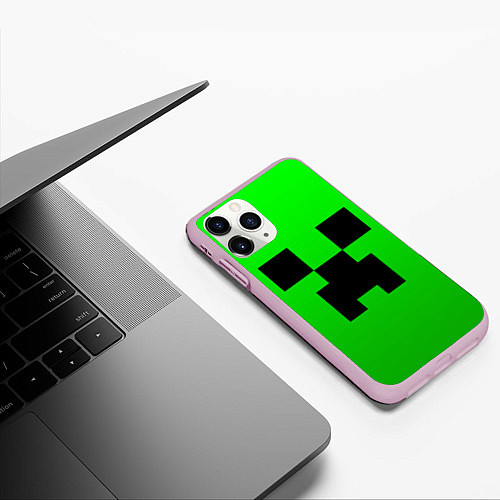 Чехол iPhone 11 Pro матовый MINECRAFT / 3D-Розовый – фото 3