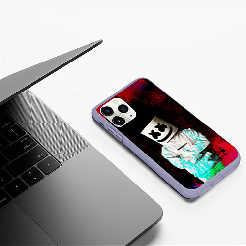 Чехол iPhone 11 Pro матовый Marshmello / 3D-Светло-сиреневый – фото 3