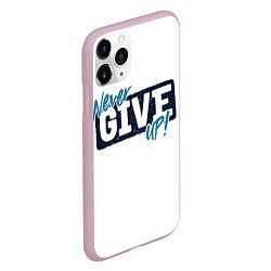 Чехол iPhone 11 Pro матовый Never give up белый, цвет: 3D-розовый — фото 2