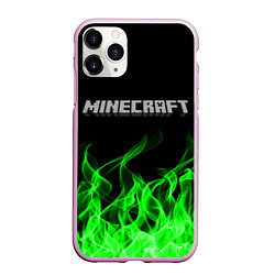 Чехол iPhone 11 Pro матовый MINECRAFT FIRE, цвет: 3D-розовый