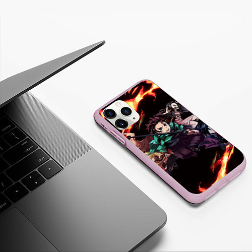 Чехол iPhone 11 Pro матовый KIMETSU NO YAIBA / 3D-Розовый – фото 3