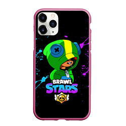 Чехол iPhone 11 Pro матовый Brawl Stars LEON, цвет: 3D-малиновый