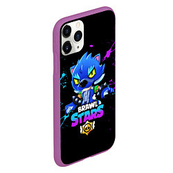 Чехол iPhone 11 Pro матовый Brawl Stars LEON, цвет: 3D-фиолетовый — фото 2