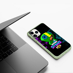 Чехол iPhone 11 Pro матовый Brawl Stars LEON, цвет: 3D-салатовый — фото 2