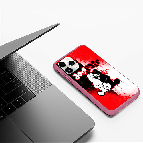 Чехол iPhone 11 Pro матовый MONOKUMA / 3D-Малиновый – фото 3