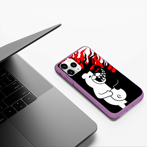 Чехол iPhone 11 Pro матовый MONOKUMA / 3D-Фиолетовый – фото 3