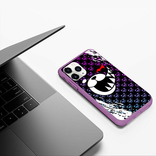 Чехол iPhone 11 Pro матовый MONOKUMA / 3D-Фиолетовый – фото 3