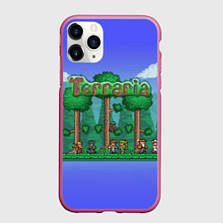 Чехол iPhone 11 Pro матовый Terraria, цвет: 3D-малиновый