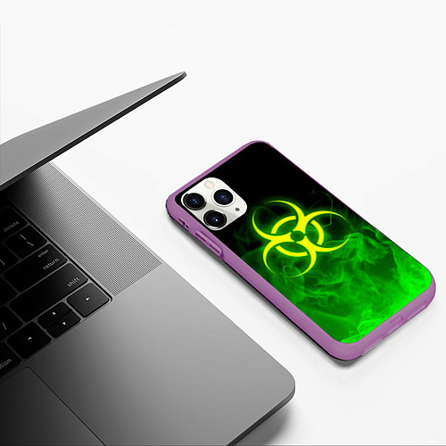 Чехол iPhone 11 Pro матовый BIOHAZARD / 3D-Фиолетовый – фото 3