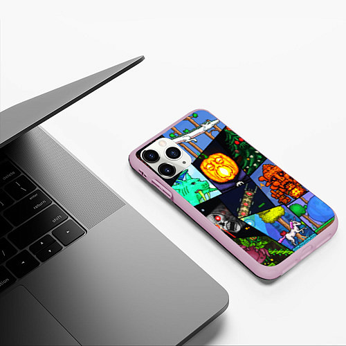 Чехол iPhone 11 Pro матовый Terraria allpic / 3D-Розовый – фото 3