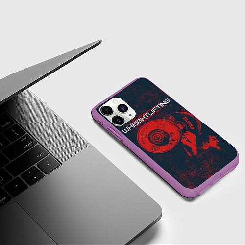 Чехол iPhone 11 Pro матовый Тяжелая атлетика / 3D-Фиолетовый – фото 3