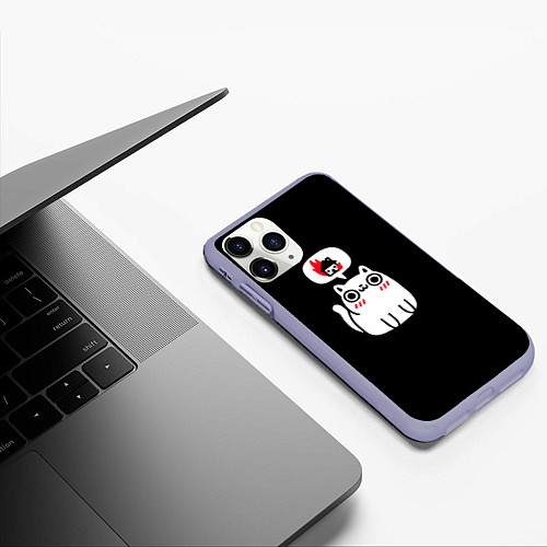 Чехол iPhone 11 Pro матовый Meme cat / 3D-Светло-сиреневый – фото 3