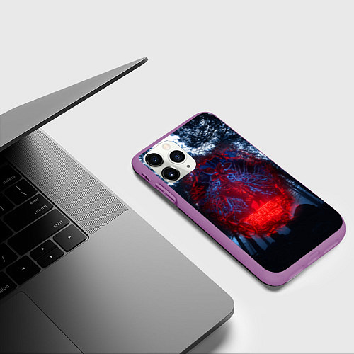 Чехол iPhone 11 Pro матовый Demogorgon Stranger Things / 3D-Фиолетовый – фото 3
