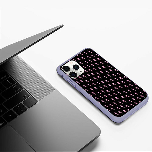 Чехол iPhone 11 Pro матовый LiL PEEP Pattern / 3D-Светло-сиреневый – фото 3