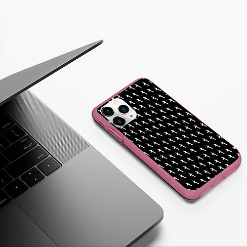 Чехол iPhone 11 Pro матовый LiL PEEP Pattern / 3D-Малиновый – фото 3