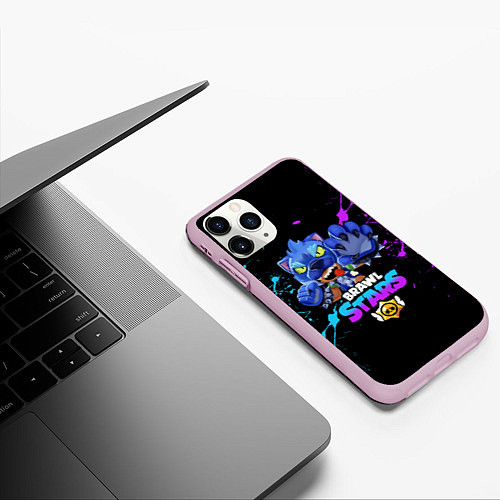 Чехол iPhone 11 Pro матовый Brawl Stars LEON / 3D-Розовый – фото 3