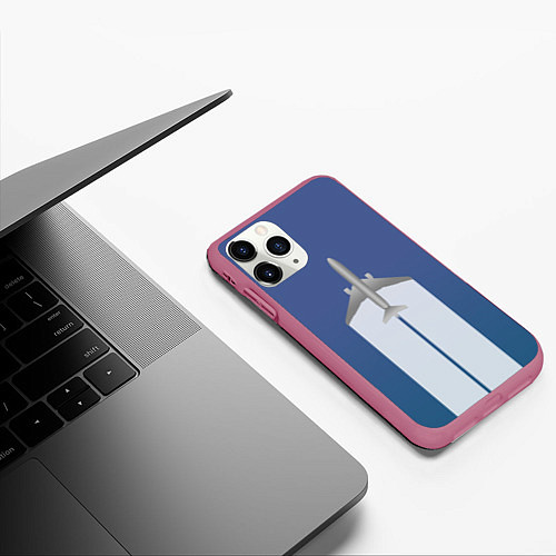 Чехол iPhone 11 Pro матовый Человек летающий / 3D-Малиновый – фото 3