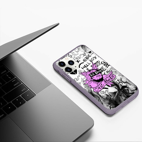 Чехол iPhone 11 Pro матовый LIL PEEP / 3D-Серый – фото 3