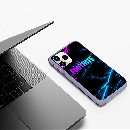 Чехол iPhone 11 Pro матовый FORTNITE / 3D-Светло-сиреневый – фото 3