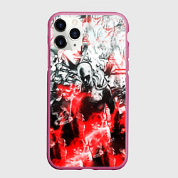 Чехол iPhone 11 Pro матовый One-Punch Man Collage, цвет: 3D-малиновый