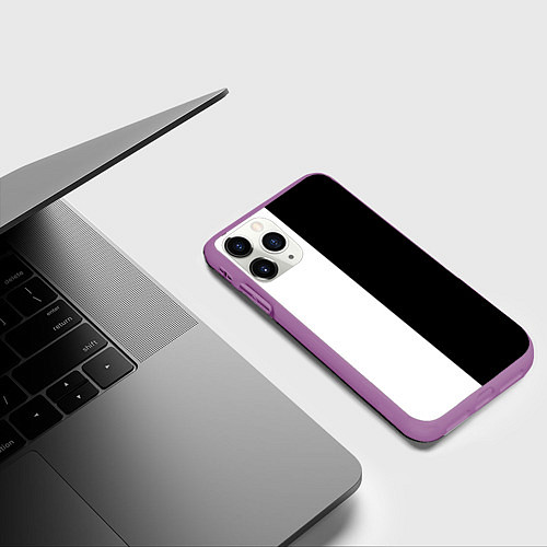 Чехол iPhone 11 Pro матовый ПРОСТО ЧЁРНО-БЕЛЫЙ / 3D-Фиолетовый – фото 3
