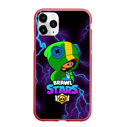 Чехол iPhone 11 Pro матовый Brawl Stars LEON, цвет: 3D-красный