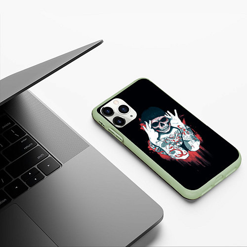 Чехол iPhone 11 Pro матовый Tatto Girls / 3D-Салатовый – фото 3