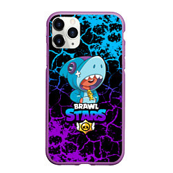 Чехол iPhone 11 Pro матовый BRAWL STARS LEON SHARK, цвет: 3D-фиолетовый