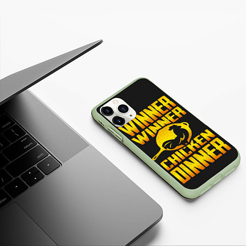 Чехол iPhone 11 Pro матовый Winner Chicken Dinner / 3D-Салатовый – фото 3