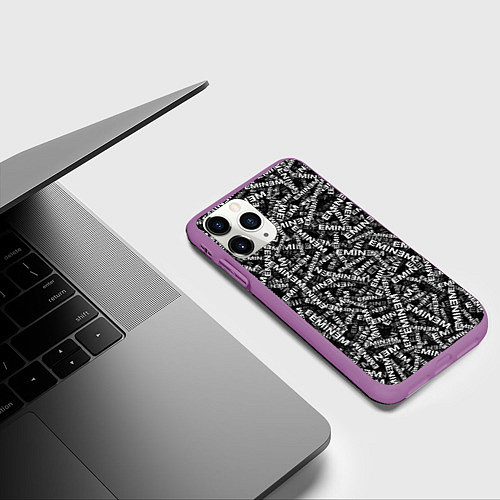 Чехол iPhone 11 Pro матовый EMINEM / 3D-Фиолетовый – фото 3
