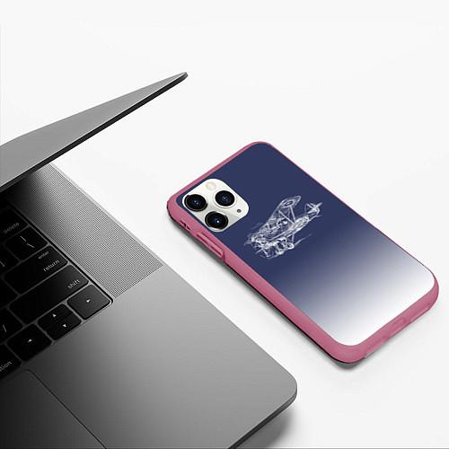 Чехол iPhone 11 Pro матовый Биплан / 3D-Малиновый – фото 3