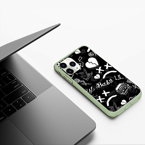 Чехол iPhone 11 Pro матовый LIL PEEP / 3D-Салатовый – фото 3