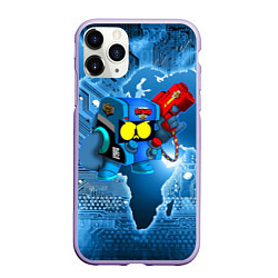 Чехол iPhone 11 Pro матовый BRAWL STARS 8-BIT, цвет: 3D-светло-сиреневый