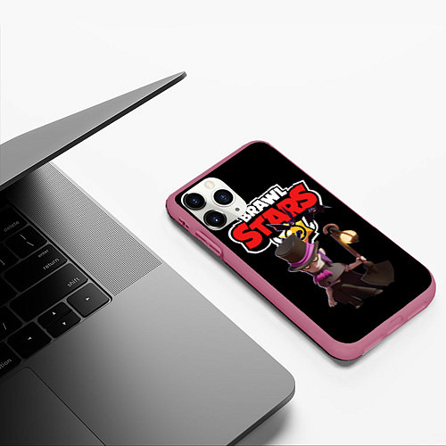 Чехол iPhone 11 Pro матовый Мортис Brawl Stars / 3D-Малиновый – фото 3