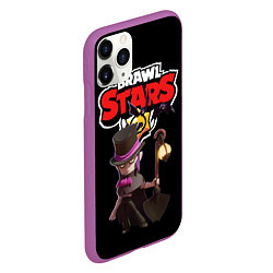 Чехол iPhone 11 Pro матовый Мортис Brawl Stars, цвет: 3D-фиолетовый — фото 2