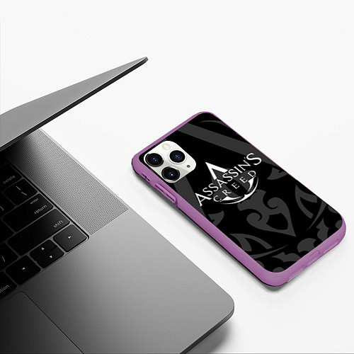 Чехол iPhone 11 Pro матовый Assassin’s Creed / 3D-Фиолетовый – фото 3