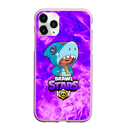 Чехол iPhone 11 Pro матовый BRAWL STARS LEON SHARK, цвет: 3D-розовый