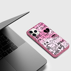 Чехол iPhone 11 Pro матовый LIL PEEP, цвет: 3D-малиновый — фото 2