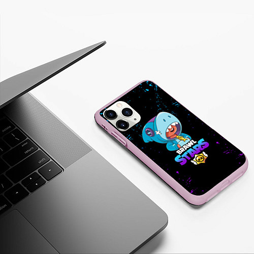 Чехол iPhone 11 Pro матовый BRAWL STARS LEON SHARK, / 3D-Розовый – фото 3