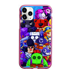 Чехол iPhone 11 Pro матовый BRAWL STARS ALL BRAWLER, цвет: 3D-малиновый