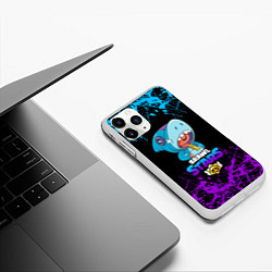 Чехол iPhone 11 Pro матовый BRAWL STARS LEON SHARK, цвет: 3D-белый — фото 2