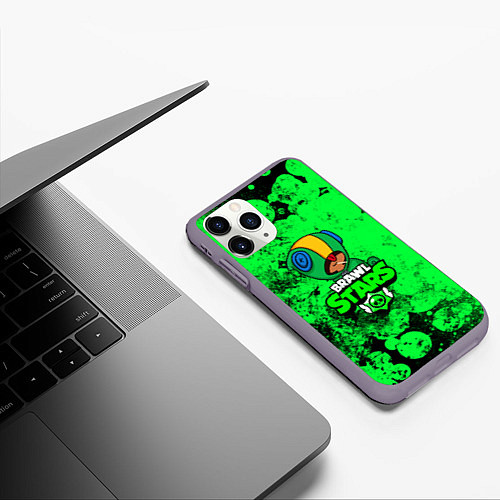 Чехол iPhone 11 Pro матовый BRAWL STARS LEON / 3D-Серый – фото 3