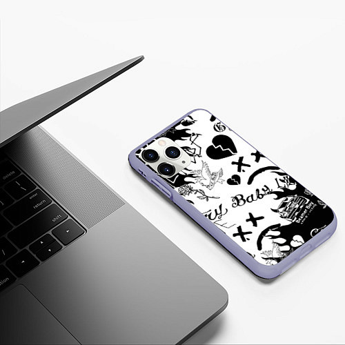 Чехол iPhone 11 Pro матовый LIL PEEP / 3D-Светло-сиреневый – фото 3