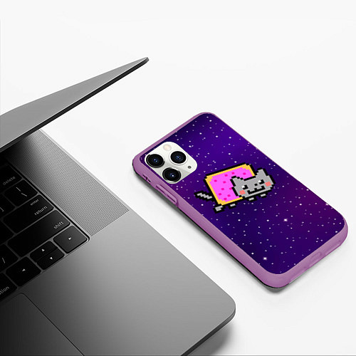 Чехол iPhone 11 Pro матовый Nyan Cat / 3D-Фиолетовый – фото 3