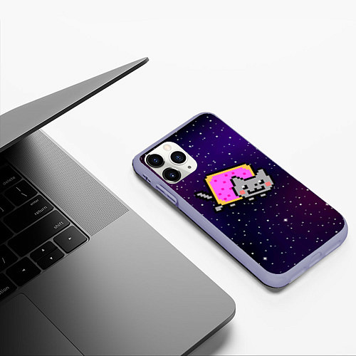 Чехол iPhone 11 Pro матовый Nyan Cat / 3D-Светло-сиреневый – фото 3