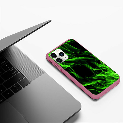 Чехол iPhone 11 Pro матовый TOXIC FLAME / 3D-Малиновый – фото 3