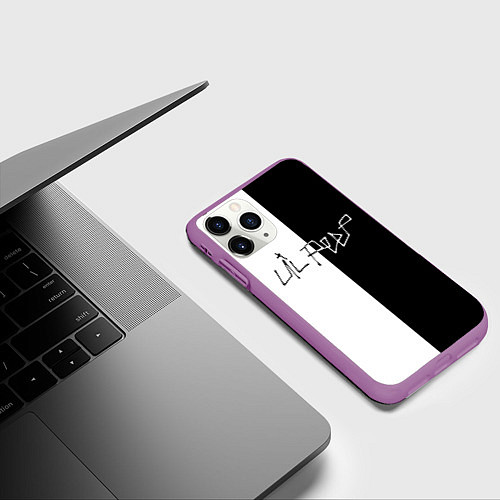 Чехол iPhone 11 Pro матовый LIL PEEP НА СПИНЕ / 3D-Фиолетовый – фото 3
