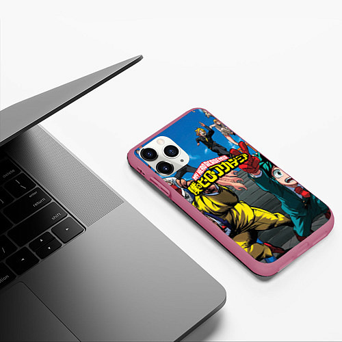 Чехол iPhone 11 Pro матовый My Hero Academia все герои / 3D-Малиновый – фото 3