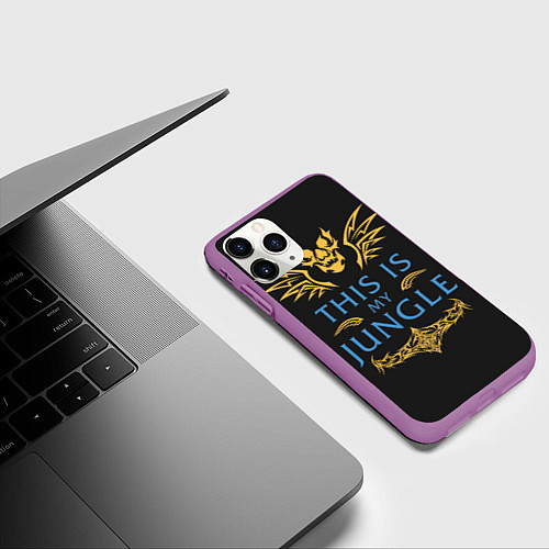 Чехол iPhone 11 Pro матовый This is my Jungle / 3D-Фиолетовый – фото 3