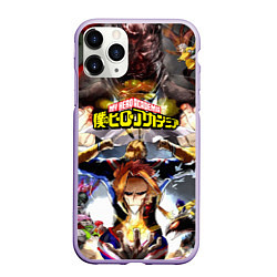 Чехол iPhone 11 Pro матовый MY HERO ACADEMIA коллаж из героев, цвет: 3D-светло-сиреневый